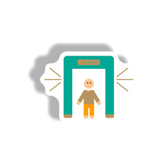 Fototapeta premium stylish icon in paper sticker style people scanner