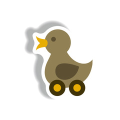 stylish icon in paper sticker style duck toy