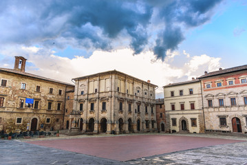 Fototapeta na wymiar View of the main square of the famous town of Montepulciano, Tuscany, Italy