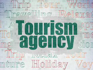 Vacation concept: Tourism Agency on Digital Data Paper background