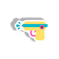 stylish icon in paper sticker style water gun