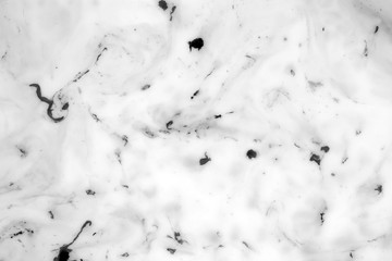 Black and white background with ink on milk texture