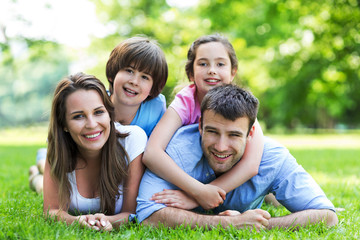 Happy family outdoors

