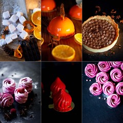 A collage of beautiful and delicious sweets. Cakes .Works of culinary art