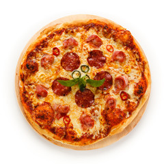 Pizza pepperoni on white background