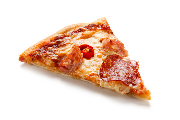 Pizza pepperoni on white background