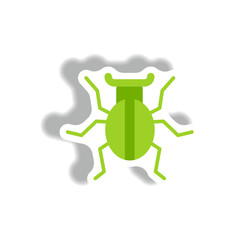 stylish icon in paper sticker style beetle insect