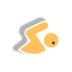 stylish icon in paper sticker style man swimmer
