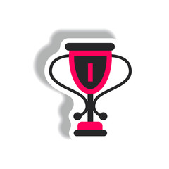 stylish icon in paper sticker style cup winner