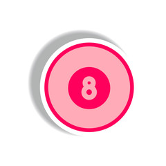 stylish icon in paper sticker style billiard ball