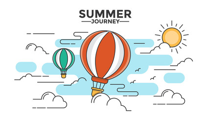 Flat Line Design Hero Image - Balloon