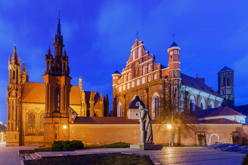 Fototapeta premium Vilnius. Catholic church of St. Anne at night.