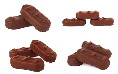 chocolate bars isolated on a white background. Set or collection