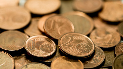 background full of Euro cents, copper coin
