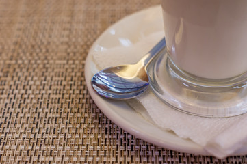 closeup of served latte coffee
