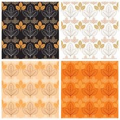 Seamless pattern with abstract leaves. Vector graphic illustration for background, wallpaper. Set of images in beige color.