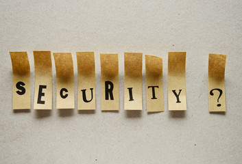 security - word in sticky letters