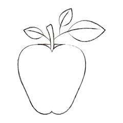 sketch blurred silhouette image apple fruit with stem and leaves vector illustration