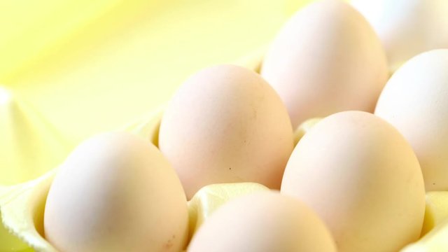 Demonstration fresh gallinaceous eggs, closeup shot