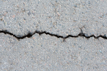 closeup of cracked asphalt