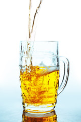 Beer mug on a white background. Draft beer.