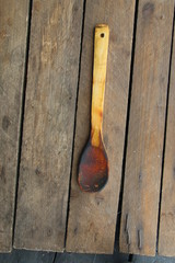 Wooden spoon on the table