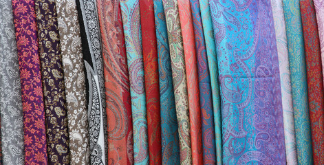 handmade fabric of different colors, traditional Uzbek, horizontal