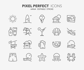 summer thin line icons 1