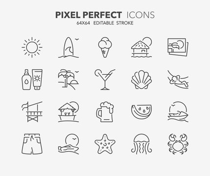 summer thin line icons 1