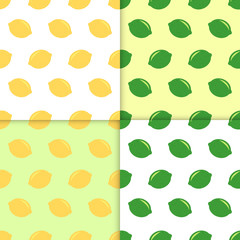 Seamless pattern with lemons and limes. Doodle wallpaper vector. Colorful seamless pattern with fresh fruits collection. Decorative illustration, good for printing