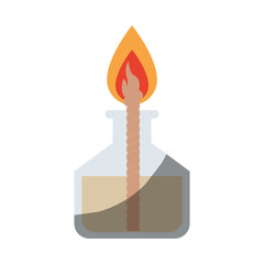 realistic colorful shading image of laboratory lighter with rope and flame vector illustration