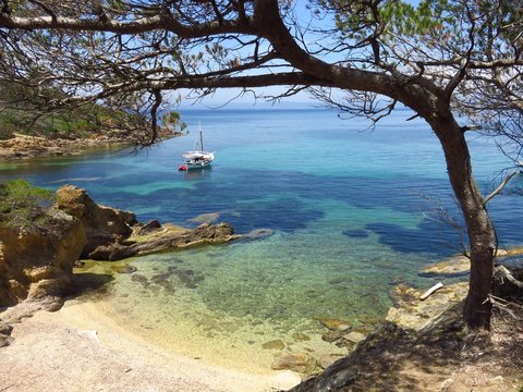 Crique d&eacute;serte &agrave; Porquerolles (France)