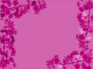 Obraz na płótnie Canvas cherry tree flowers frame silhouette on pink
