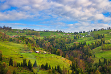 Fototapeta na wymiar Transylvania countryside, Romania in springtime season. Discover Romania.