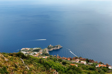 Fototapeta na wymiar Amalfi Coast, Italy - panoramic view of Conca dei Marini from Agerola