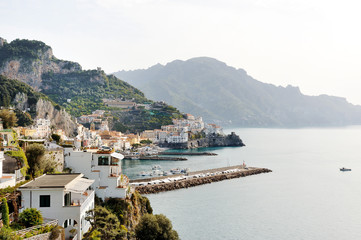 Fototapeta na wymiar Amalfi, Italy - panoramic view of the city and the coast