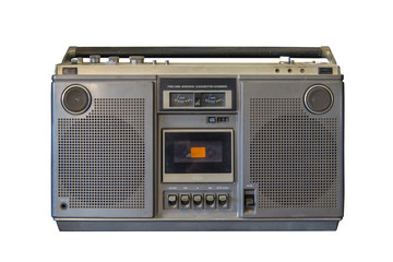 Retro old radio isolate on white background, Vintage style