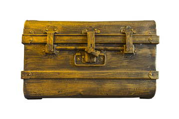 iron chest box isolate on white background, vintage style