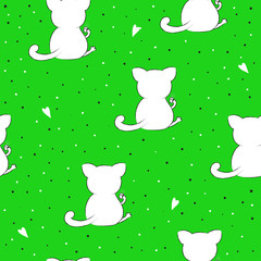 Cute seamless pattern with funny cat . vector illustration.
