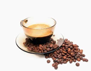  Coffee smoking on the coffee beans background