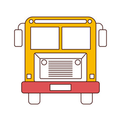 silhouette color sections of front view school bus with wheels vector illustration