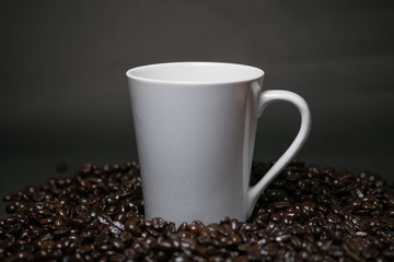 Coffee cup and coffee beans