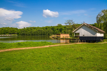 Obraz premium Old traditional buildings in Astra complex Sibiu, Romania. Discover Romania concept.