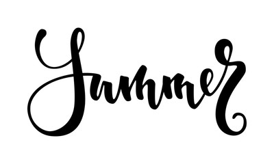 Summer. Hand drawn calligraphy and brush pen lettering. design for holiday greeting card and invitation of seasonal summer holidays, summer beach parties, tourism and travel