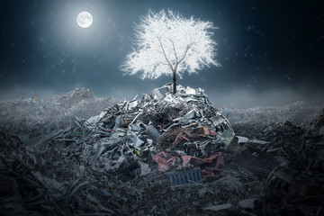 Magischer Baum auf einem Schrottplatz
