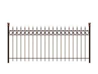 Metal fence. Isolated on white background. 3D rendering illustration.