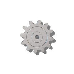 Metallic cogwheel on white background.