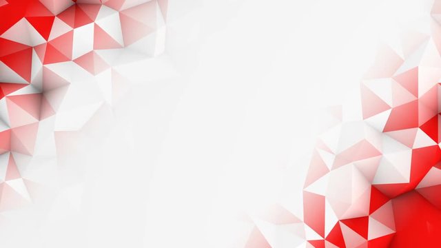 Red polygons and free space. Semless loop smooth animation with motion blur. Abstract 3D render 4k UHD (3840x2160)
