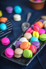 Fototapeta na wymiar closeup delicious sweet dessert colorful tasty macaron