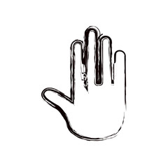 Obraz premium blurred thick contour open hand icon vector illustration